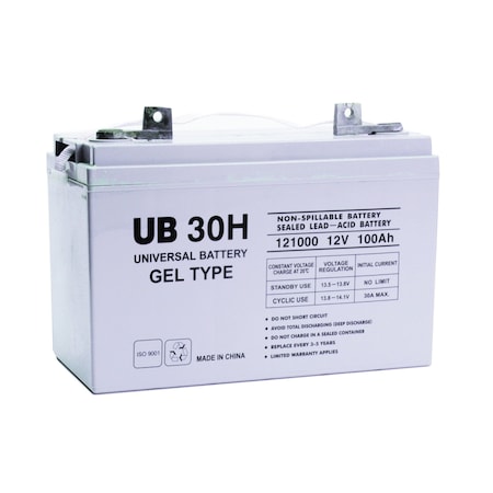 Upg Sealed Lead Acid Battery, 12 V, 100Ah, UB30H, FL2 Flag Terminal, GEL, Group 30H Type D5874